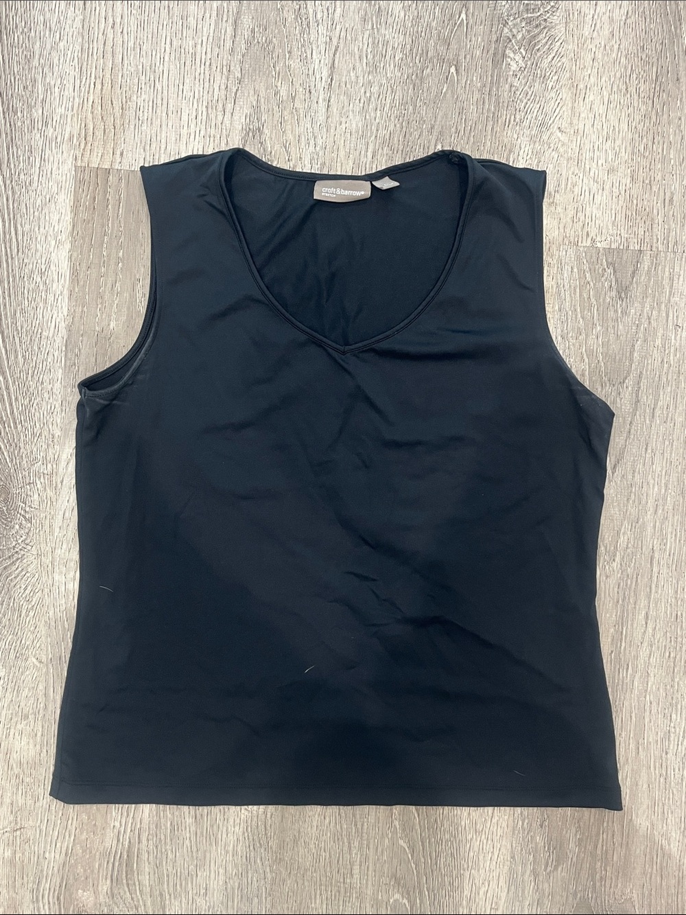 croft & barrow Black V-Neck Sleeveless Tank Top